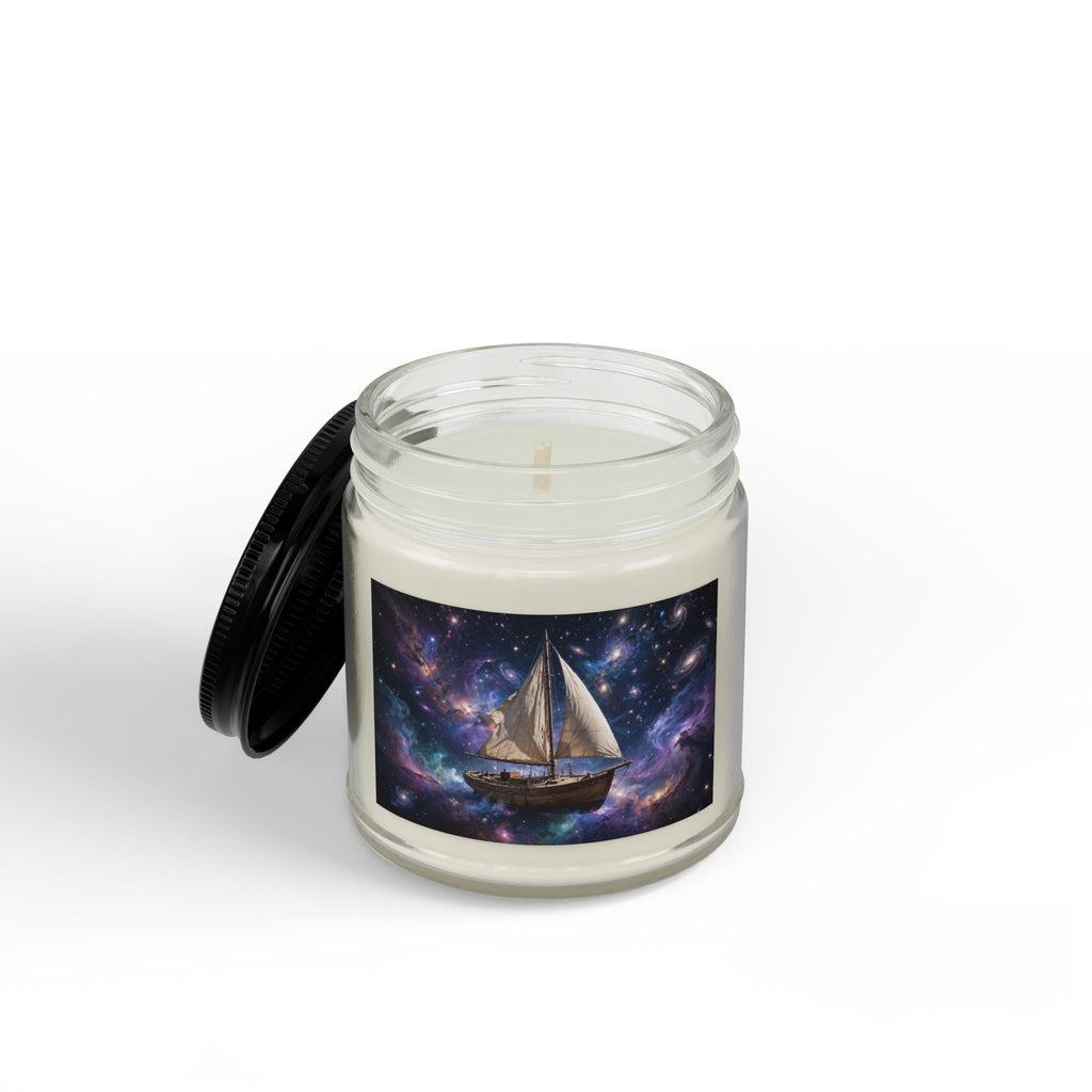 Sailboat Galaxy Soy Candle — Amber Jar Scented Candle with Black Lid (4 & 9 oz)