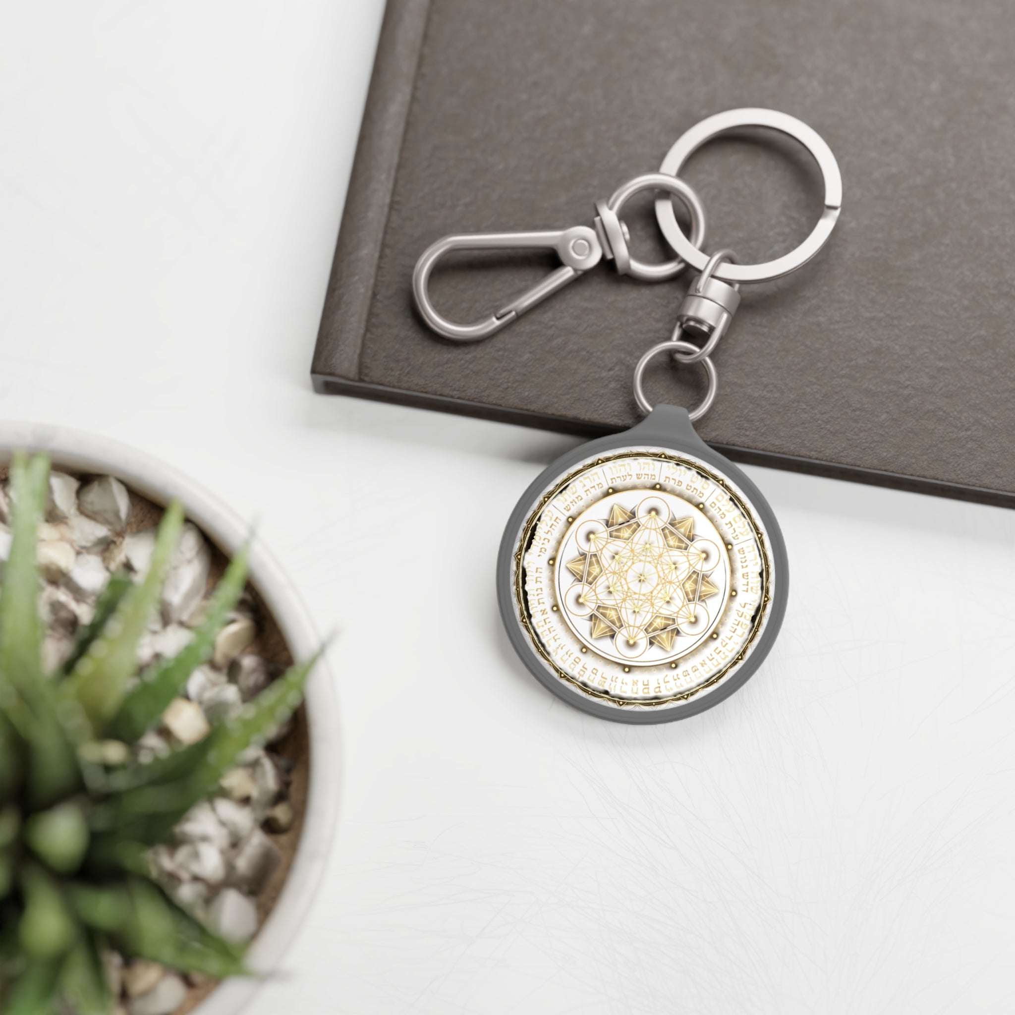 Sacred Geometry Keyring Tag — Golden Metatron’s Cube Keychain