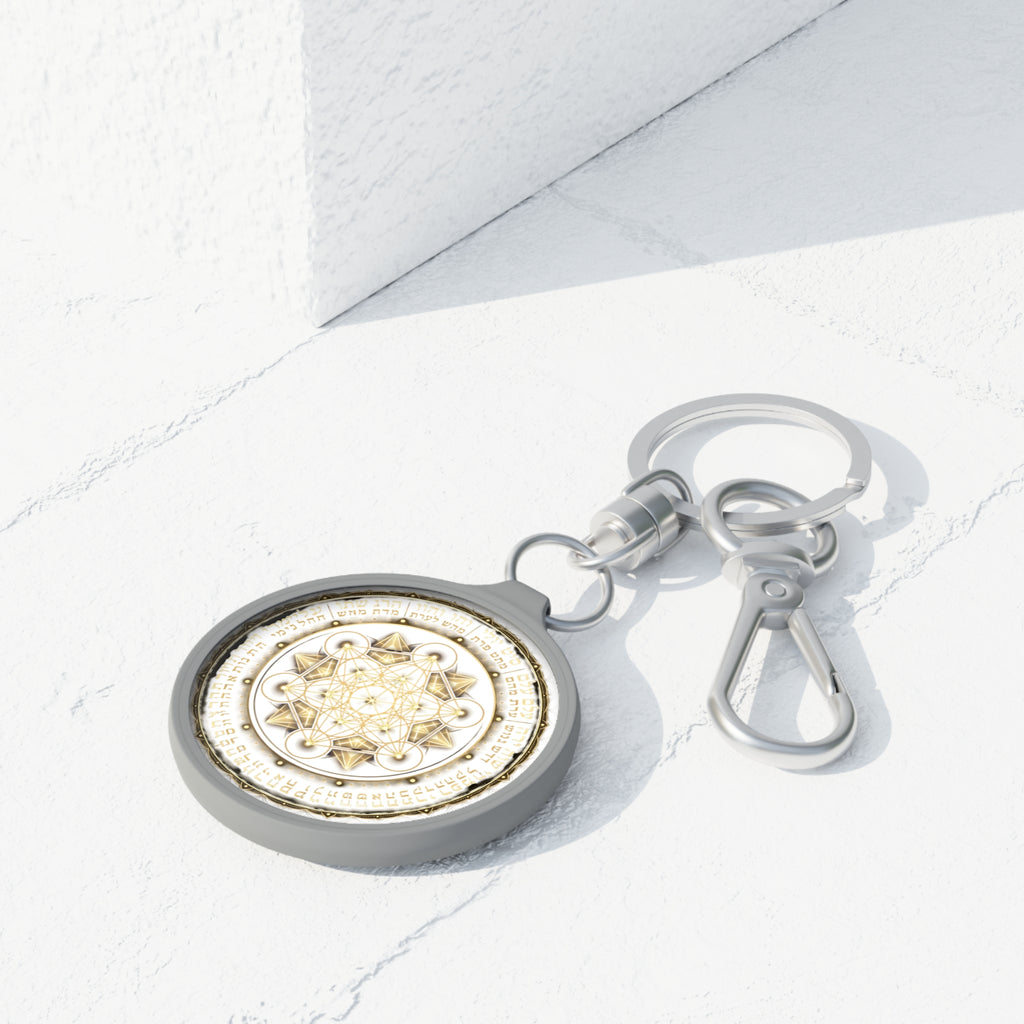 Sacred Geometry Keyring Tag — Golden Metatron’s Cube Keychain
