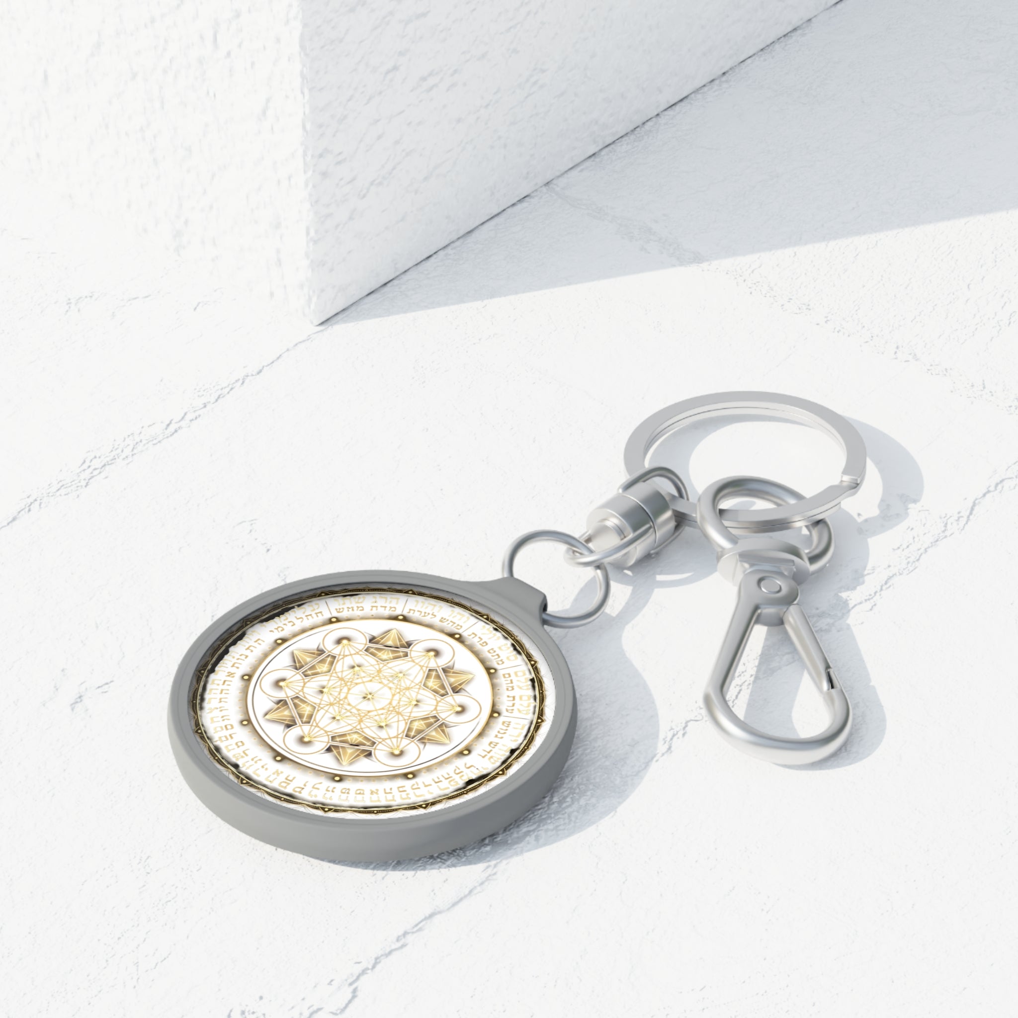 Sacred Geometry Keyring Tag — Golden Metatron’s Cube Keychain