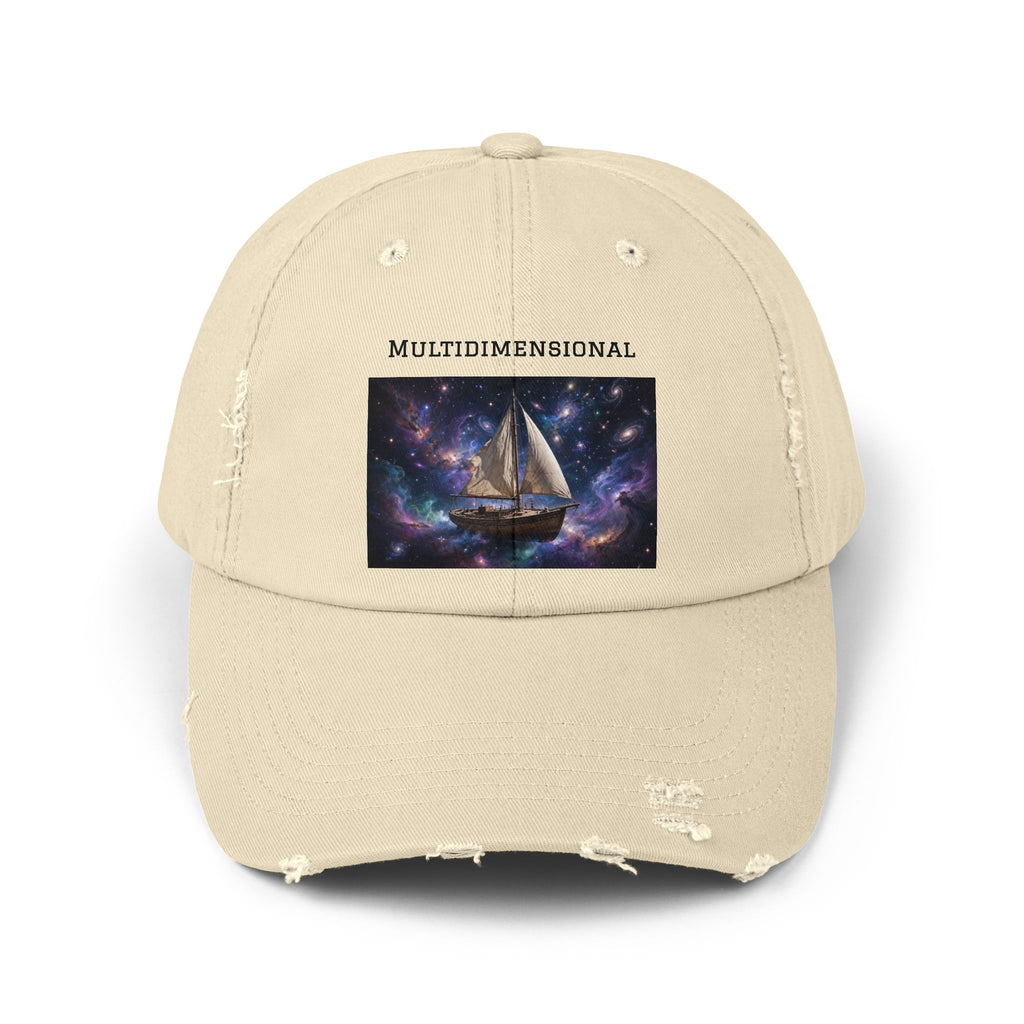 Multidimensional Sailboat Cap — Distressed Cosmic Sailing Dad Hat